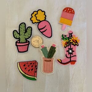 Colorful Embroidered Iron-On Patches Set